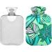 NAANLE 2L Transparent Hot Water Bottle - Green Palm Leaf Design for Back Pain Relief Hand & Foot Warmer Neck Warmth & Cold Therapy - Buy Online on GoSupps.com