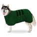 BasVII dog bemper made of microfiber bathrobe dog extra absorbent and quick drying with a Velcro fastener and adjustable shrink tape dog wadema for large medium and small dogs XXL green-xxl