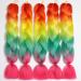 Showjarlly jumbo braid art hair hair ombre braid extension 24 inch KanCalon braid extensions 5 pieces for crochet twist braid braid hair for braid orange/yellow/green/rosy 61cm-24 inch (5 Pack) orange/yellow/green/pink