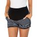 Love2Mi Women's Maternity Tights Leggings Versatile Comfy Pants Stretch Pregnancy Trousers S Black/Navy White Stripe