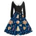 Christmas dress ladies dress winter Christmas topic mini dress slim fit party shirt dresses blouse dresses sweatshirt dress o-neck Christmas nice moose snow man snowflake printing club clothes dark blue s