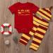 Snuggle This Muggle Bodysuit Set with Striped Pants & Hat - 12-18 Months - Red - Buy Online on GoSupps.com