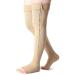 Newcotte Open Toe Zipper Compression Socks Thigh High 20-30mmhg Graduated Compression Stockings with Zipper Open Toe Thigh High Compression Stockings for Women Men Swelling Edema XL