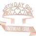 AOPRIE Birthday Girl Tiara for Women Gold Birthday Girl Headband Happy Birthday Tiara and Crown for Women Rhinestone Crystal Decor   Rose Gold