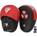 RDX Boxing Pads Focus Mitts, Maya Hide Leather Curved Hook and Jab Target Hand Pads, Great for MMA, Kickboxing, Martial Arts, Muay Thai, Karate Training, Padded Punching, Coaching Strike Shield Red