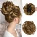 RUWISS Claw Clip in Messy Bun Hairpiece 100% Human Wavy Curly Chignon Bun Extension Tousled Updo Human Hair Scrunchie for Women(Chocolate Brown with Light Golden Blonde Highlights) 1 Count (Pack of 1) Chocolate Brown with Light Golden Blonde Highlights 1