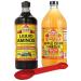 Braggs Organic Health Saver Package: Braggs Organic Liquid Aminos 32 oz + Bragg's Apple Cider Vinegar Organic Raw Unfiltered, 32 Oz With Bonus Measuring Spoon
