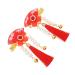 Housoutil 1 Pair Hair Accessories Tassel Flower Hair Clip Floral Hair Grip Children Tassel Hairpins Chinese Style Hair Clips Kids Hair Clips Red Issue Card Zinc Alloy