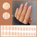 Justotry 24 Pcs White Swirl Fake Nails - Long Nude Press-On Nails with Wavy Patterns - Ballerina Stick-On Nails for Women - Acrylic Coffin False Nails with Glue - Nail Art - Buy Online on GoSupps.com