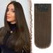 Feshfen clip in extensions 4PCs 50 cm hair extensions with clips synthetic smooth hair exension long hair extension chestnut brown clip in hair part for women smooth 4pcs - chestnut brown