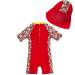 BONVERANO Baby Girls Sunsuit/Swimsuit UPF 50+ Sun Protection One-Piece with Sun Hat - Flowers Red | 18 Months - Buy Online on GoSupps.com