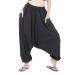 CandyHusky 100% Cotton Hippie Gypsy Boho Baggy Pants Harem Pants for Men Women Yoga Pants Aladdin Pants One Size Fits Most Black