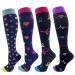 Azzsee 4 pairs of colorful support stockings for compression stockings for women men knee socks running socks for running cycling S-M 4 couple multi-a1