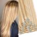Tess real hair extensions clip in hair extension Standard WEFT 7A long smooth goody human hair 8 tresse 18 clips 50cm-105g (#18/613 Hellgoldblond/light light blonde)