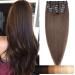 SEGO Double Drawn Clip in Extensions real hair 8 parts set hair extension hair part remy heat-resistant smooth medium brown#4 24 "(61cm) -90 g 61 cm medium brown#4