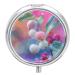 Pill Box Pill Case 3 Compartment Travel Pill Box Three White Berries Printing Small Pill Box Portable Medicine Pill Case Pill Organizer for Purse & Pocket for Travel Handbag (Round)