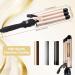 3 Barrel Hair Waver Curling Iron | 25mm Mermaid Curler with 2 Temperature Control | Quick Heating Styling Tool for Long Short Hair | Includes Heat-Resistant Gloves | Gold - Buy Online on GoSupps.com