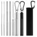 JALCH 2 Pack Telescopic Straws Reusable & Collapsible Stainless Steel Portable Drinking Straws with Compact Key-Ring Case & Brush Ideal for Travel Home Work A Sustainable Choice