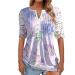 Women's Comfortable Lace Middle Long Sleeve Button Up V-Neck Hide Belly Tops Loose Bohemian Tunic Sexy Shirt Women's T-Shirt With Print Sports Shirt Women's Wide XL Purple