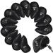 Golf Iron Covers Set 12pcs, PU Leather Golf Club Covers Black, Waterproof Durable Golf Club Head Covers One Side Embroidery for Right Handed, Fits Most Irons