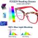 FEISEDY Retro Square Reading Glasses for Women - Anti-Glare Blue Light Blocking Eyestrain Relief Red Leopard 3.0x Magnification - Buy Online on GoSupps.com
