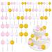 Blumomon 60Pcs Balls Cake Topper DIY Cake Insert Toppers Ball Cake Picks Cupcake Topper for Birthday Party Baby Shower Wedding Cake Decoration(Yellow+Pink+White) Yellow/Pink/White