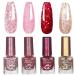 Pink Glitter Nail Polish Set 4Pcs Pink Red Gold Gel Polish Kit Chunky Glitter Air Dry Gel Nail Polish Set for Women Girls Sparkly Polish Color for All Seasons