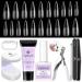 Saviland Gel x Nail Kit - 500pcs Nails Full Cover Medium Stiletto Nail Tip and U V LED Nail Lamp with 30ml Solid Nail Glue Gel Nail Tips and Glue Gel Kit Gel Nail Art DIY Manicure  Valentines Gifts