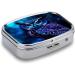 Blue Owl Print Pill Box - 2 Compartment Portable Medicine Organizer | Decorative Metal Pill Case for Pocket or Purse - Buy Online on GoSupps.com