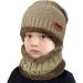 Aisprts Kids Winter Beanie Hat and Scarf Set - Knitted Thermal Fleece Lining - Khaki - Buy Online on GoSupps.com