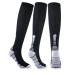 Zmerch knee compression socks unisex compression socks sports socks soccer football socks arrow pattern thigh tube socks outdoor running fitness socks (L-XL/3 pair-black gray) L-XL 3 pair-blackgray