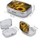 Shop Decorative Metal Pill Box with Yellow Sunflower Print - 2 Compartment Portable Organizer for Medicine | Ideal for Pocket or Purse - International Shipping Available - Buy Online on GoSupps.com
