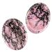 Nupuyai 2pcs Rhodonite Oval Thumb Worry Stone Set Energy Crystal Pocket Palm Stone for Healing Anxiety Stress Relief Reiki Therapy 45x35mm #2-pink Black