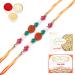 Ghasitaram Gifts Rakhi for Brother Rakhis Online - Set of 2-1988- Rudraksh Rakhi with 200 GMS of Kaju katli and 200 GMS of Soan Papdi