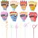 EIDIND 32pcs Valentines Day Straws with Cards for Kids Valentine Day Exchange Cards with Twisty Straws for School Girls Boys Toddlers Class Classroom Party Favors - Buy Online on GoSupps.com