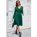 OUGES Women's Spring Casual Midi Dress - Long Sleeve V-Neck Floral Wrap Dress with Pockets (S, Green) - Buy Online on GoSupps.com
