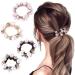 4 Pcs Women's Hair Bobbles Beads Hair Accessories Hair Ropes Strong Elastic Stretchy Pearl Crystal Hair Bun Ropes Ties Hair Ponytail Scrunchies Bands Holder Bracelet Hair Clips for Women Girls