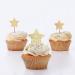 PACK of 24pcs Star Shaped Toppers in Gold Glitter Glitter Cake Decorationg Toppers Start Toppers for Birthday New Years Wedding Cake Decoration Birthday Cupcake Toppers