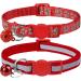 Taglory reflective cat collar with safety clasp and bell 2-piece adjustable collar cat kitten 19-32cm red 19-32 cm (2 pack) red