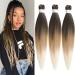 Leeven 3 Packs Pre Stretched Braiding Hair Extensions 30 Inch Ombre EZ Braids Crochet Hair for Box Braids Pre Stretched Braiding Hair Extensions /1B27613# 30 Inch (Pack of 3) 1B/27/613#