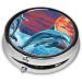 Dolphin Printed Mini Round Pill Box | 3 Compartment Travel Organizer | Portable Medicine Case for Home & Office - Buy Online on GoSupps.com