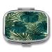 Pill Box Tropical Palm Leaf Print 2 Compartment Medicine Pill Case Pill Organizer Decorative Metal Portable Pill Box for Pocket Or Purse