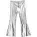 Inhzoy Men's Shiny Metallic Holographic Disco Flared Bell Bottom Pants - Silver Medium | Fashion Dance Trousers - Buy Online on GoSupps.com