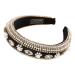Crystal Rhinestone Headband with Pearl and Velvet Chain - Handmade Retro Diamond Hair Accessory - Buy Online on GoSupps.com