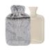 Findir hot water bottle with soft cover 2l heat bottle fluffy gray cuddly cuddly hot water bottle rubber with cover bed bottle for adults and children hand-foot heating pain relief