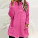 AMhomely Women's Plus Size V-Neck Teddy Fleece Hoodie | Double Fleece Casual Pullover with Pocket | Soft Winter Lounge Top in Hot Pink - Buy Online on GoSupps.com