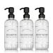 Clear Refillable Shampoo and Conditioner Bottles - Body Wash  Shampoo and Conditioner Dispenser - PET Plastic Shampoo Bottles Refillable with Pump - Waterproof Labels - 16 oz 3 Pack (Black Satin) Black Satin Pumps