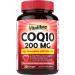 CoQ10 200 mg, with Extra Virgin Olive Oil, High Absorption CoQ10 Ubiquinone, Max Potency Heart & Cellular Energy Support, Powerful Antioxidant, Easy to Swallow, Once Daily, 30 Softgels 30 Count (Pack of 1)