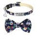 Tagme cats collars with names and telephone number kitten neck band with safety closure and bell flower navy blue 1 Pack flower navy blue