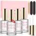 Saviland Dip Powder Liquid Set 15ml: 10pcs with Foundation Gel/ Top Coat/ Activator/ Brush Saver/ Nail Tools Dip Powder Nail Kit Dipping Powder for French Nails Long Lasting and No Nail Lamp Needed 01-Clear Bottle